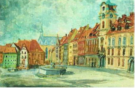 Marktplatz in Eger(Quachenmalerei)